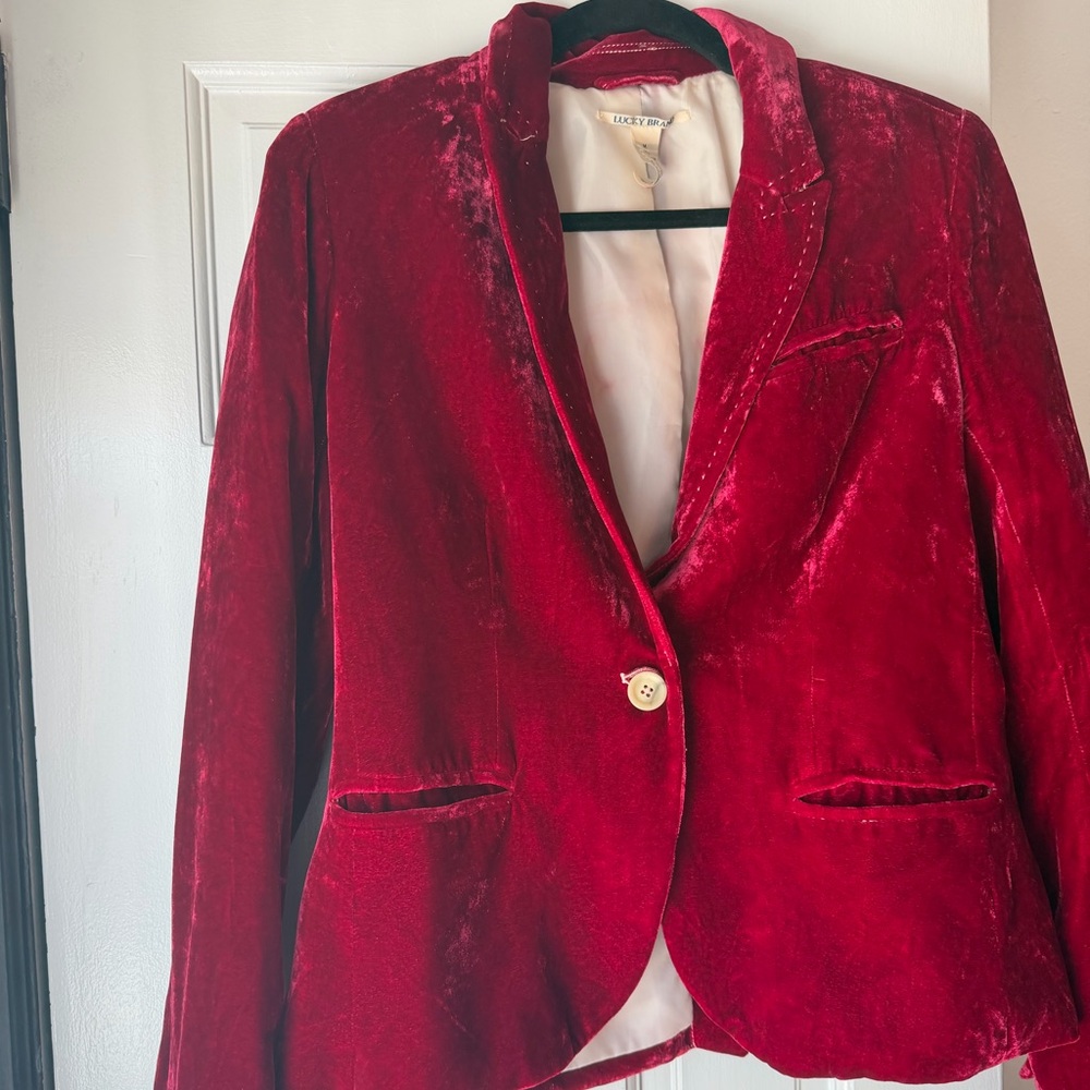 Lucky Brand Velvet Red Blazer - one of a kind